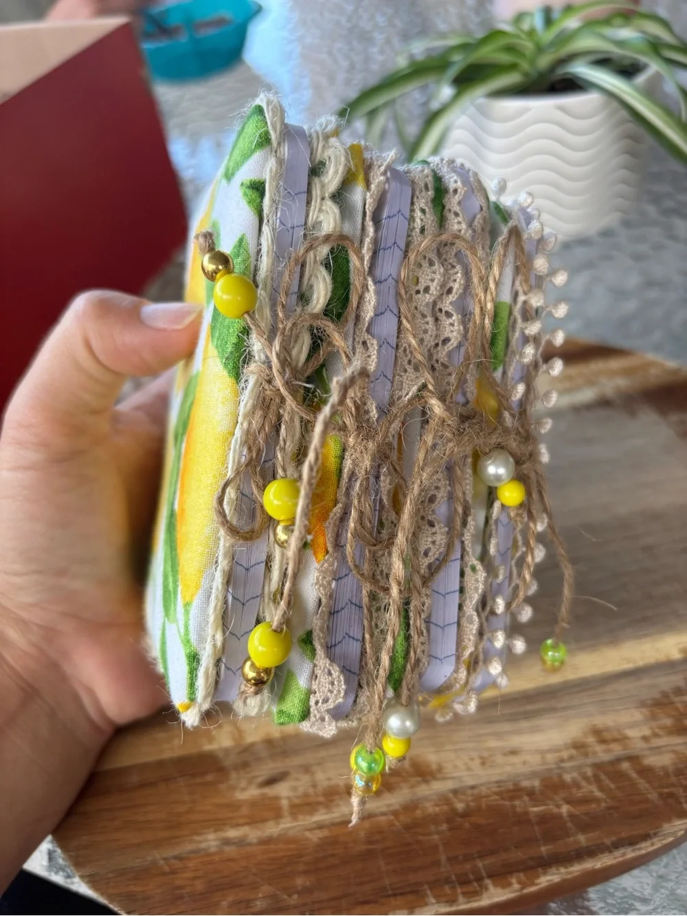 Handmade Lemon Fabric Covered Journals Set of 4